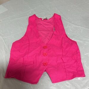 Bright Pink Button Front Vest